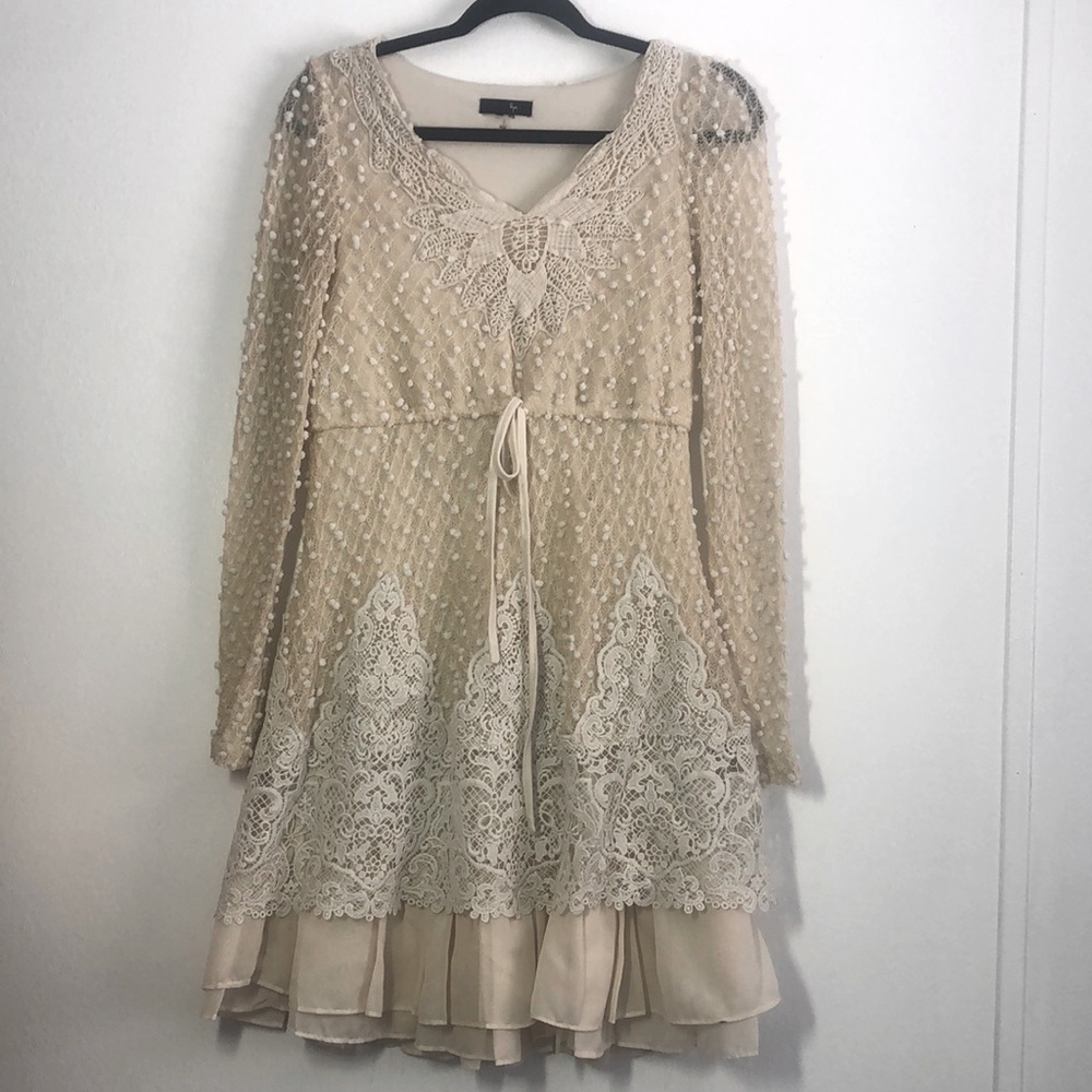 Ryu Size Small Women’s Midi Dress Cream Lace Girlhood